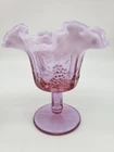 Fenton Purple Opalescent Compote Set of 2. Grapes and Leaves.