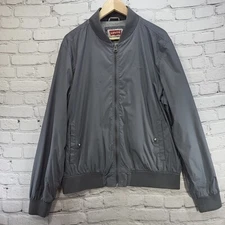 Levis Jacket Mens Sz L Gray Nylon Lined Outdoors Workwear Weatherproof