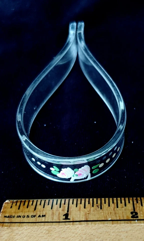 古董 Lucite 婴儿毯夹手绘花卉 NOS 1930 年代 — 第 4/4 张图片