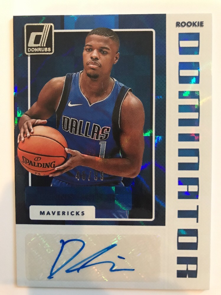DENNIS SMITH JR 2017-18 PANINI DONRUSS ROOKIE DOMINATOR ON-CARD AUTO RC /99 MAVS