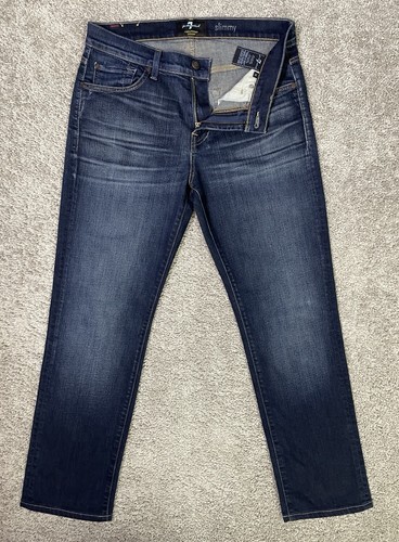 7 For All Mankind Men’s Slimmy Dark Wash Jeans Size 31X28- Blue FOOL PROOF