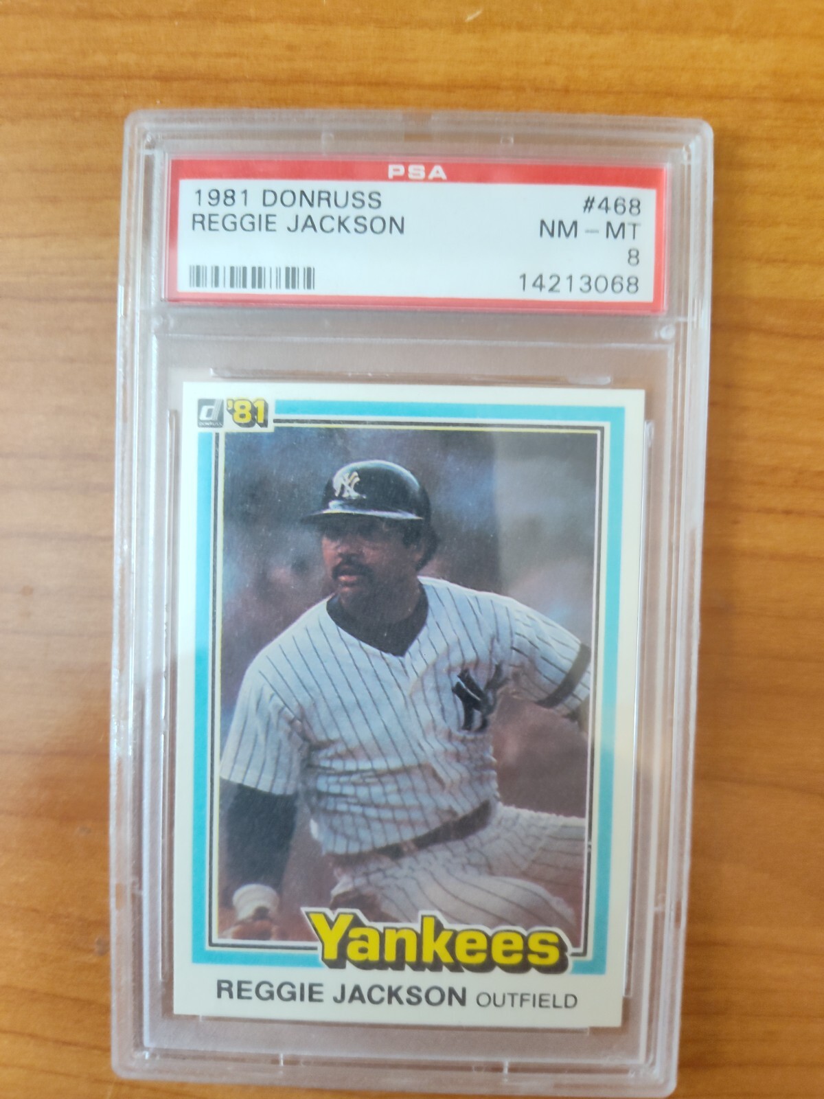 1981 Donruss Baseball #468 Reggie Jackson PSA 8 Perfectly Centered