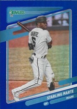 2021 Donruss Holo Foil Blue 154 Starling Marte - Miami Marlins