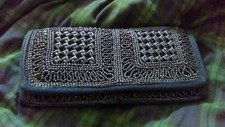 Vintage Navy Blue Straw Clutch From Italy