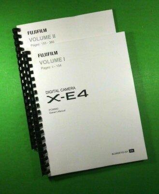 Owners Manual for Fujifilm  X-E4 Digital Camera 360 Pages W/Clear Covers