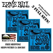 ** 3 SETS! ERNIE BALL EXTRA SLINKY ELECTRIC GUITAR STRINGS 2225 **