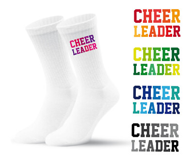 Cheerleader Socken bedruckt Cheer Sport College Strümpfe weiß bunt Sportsocken