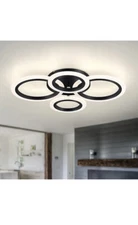 Modern Led Flush Mount Ceiling Light 4 Rings Led Black