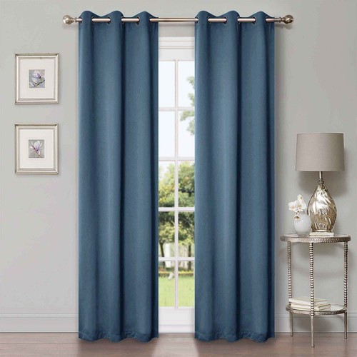 Solid Classic Modern Grommets Room Darkening 42" Wide Blackout Curtain Panel Set - Picture 49 of 206