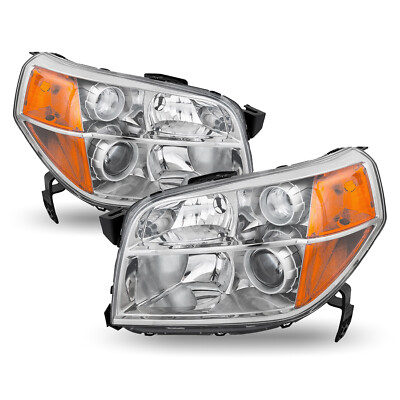 For 2006-2008 Honda Pilot Chrome Housing Amber Corner Headlights Assembly Pair