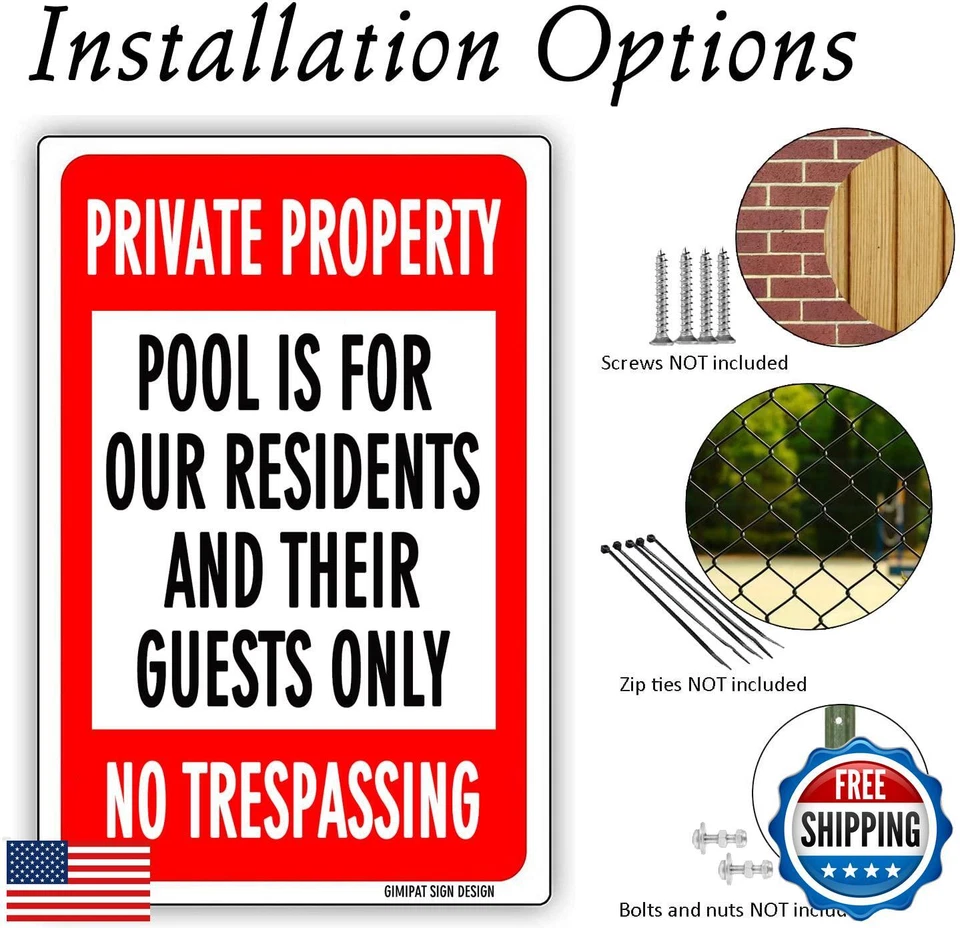 Letrero de aluminio GIMIPATS, por favor no orinar en la piscina, resistencia a la decoloración de 12 pulgadas x 8 pulgadas Foto 3 de 4