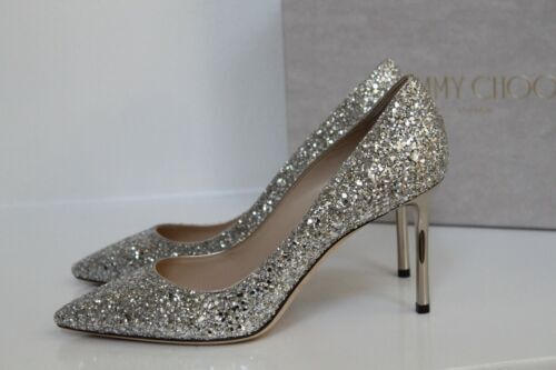 Jimmy Choo Romy 60 Silver & Dusk Blue Glitter Pump sz 40.5 Jimmy Choo Romy 60 Silver & Dusk Blue Glitter Pump sz 40.5