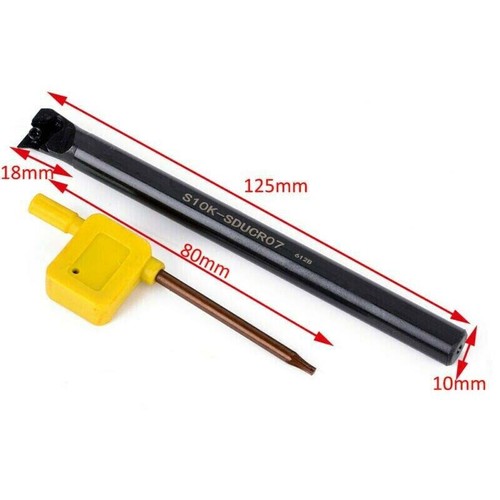 Insertos DCMT070208 +3/8 95° S10K SDUCR07 10*125 mm Soporte de herramienta de giro interno - Imagen 3 de 9