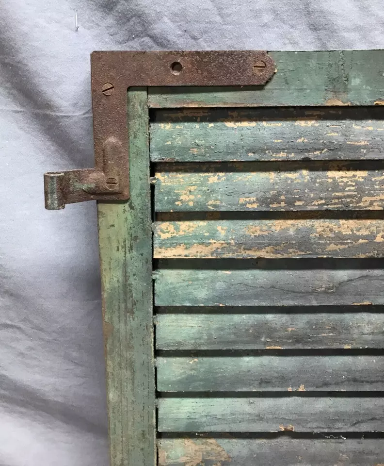 Par pequeno de persianas pretas com persianas pretas de madeira para janela de casa antigas 14x21 vintage 55-25B - Imagem 2 de 4