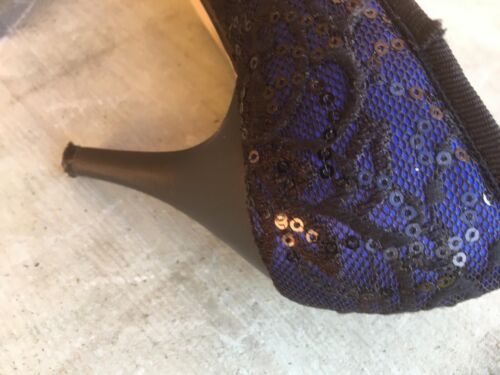 Damen Pumps Peep-Toe Gr. 37 blau-schwarz Spitze m. Pailetten JV"A mit Spitzen - Bild 8 von 8