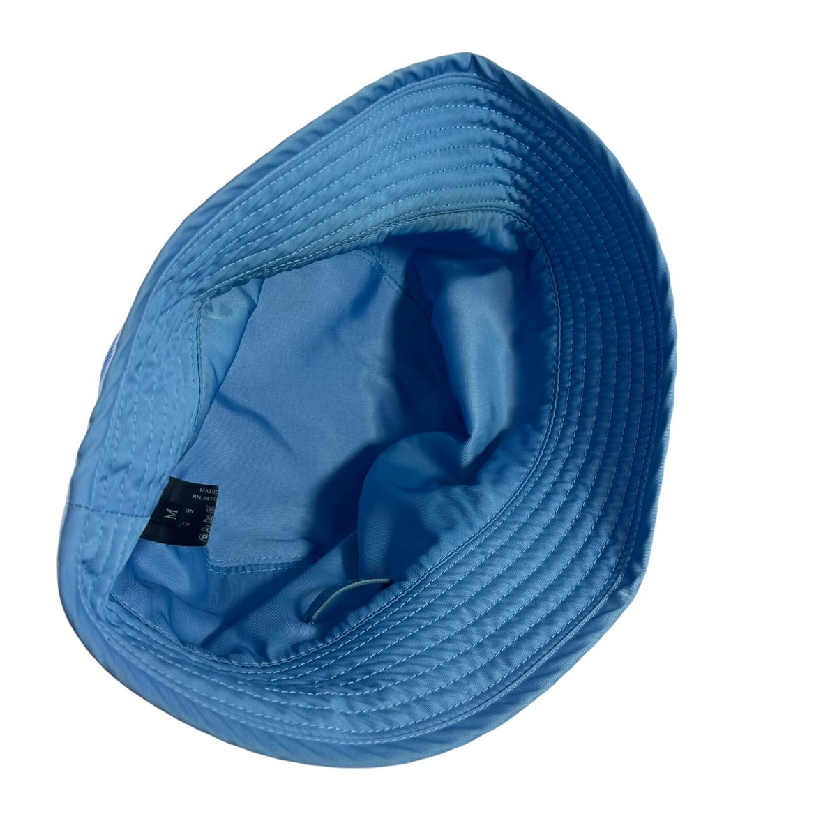 PRADA Blue Nylon Unisex Bucket Hat Metal Triangle Logo Made