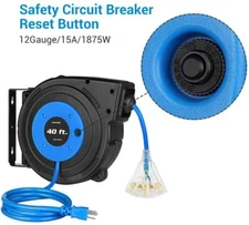 DEWENWILS Heavy Duty Cord Reel 40FT Retractable Extension Cord Reel 12AWG/3C