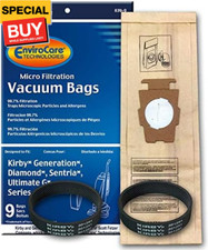  9 2 Belts Kirby Generation 1,2,3,4,5,6 and Ultimate G Allergen Filtration Bags,