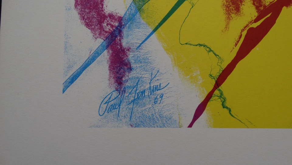 Paul Jenkins, Phenomena Tide Finder 1969, Litografía Firmada Placa Original Foto 3 de 3