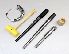 Jewelry Tools 5pc Mandrel Ring Stick Ringsizer Rathburn Stretcher Plastic Mallet