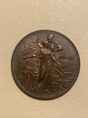 Photo of a 1911 Italy 10 Centesimi (1862-1943) from an eBay listing that sold on Jul 17, 2026