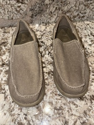 Croc Santa Cruz Beige/Khaki Slip On Canvas Shoes Juvenile Boys 4  Preowned 