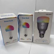 Lot of 3 Smart LED Bulbs WiFi Color Changing + Yeelight 1SE RGB NEW