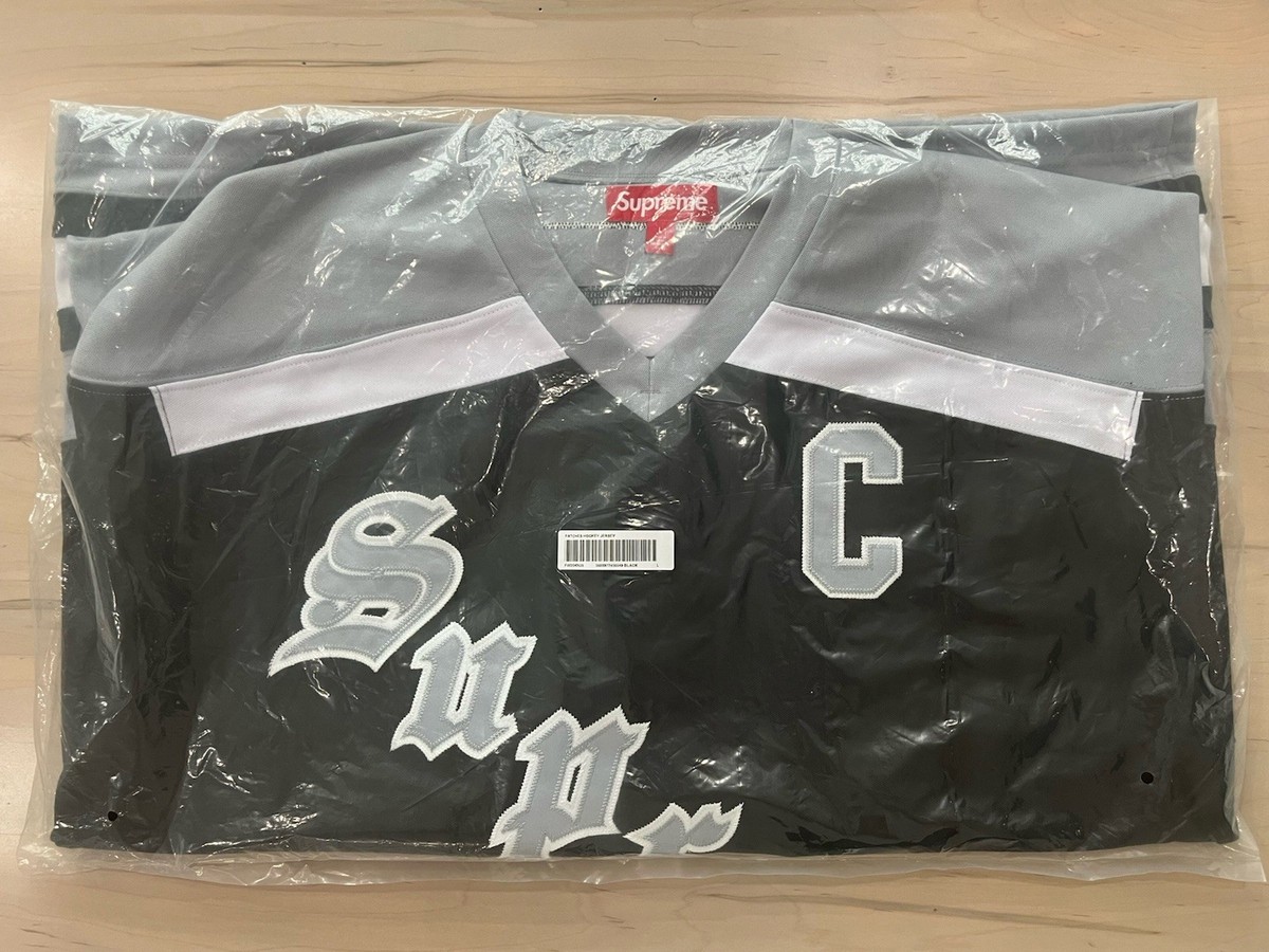 Supreme Fire & Ice Hockey Jersey Black Grey Embroidered FW25 NEW