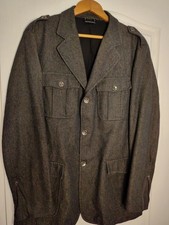 Berry & Brian Lana Wool  Metal Buttons Military style Jacket Sport Coat 50 Italy