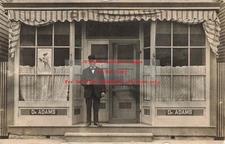 MI, Bellevue, Michigan, RPPC, Dr Albert Adams Standing at Office Entrance, Cigar