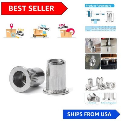Heavy-Duty 30 Pcs 3/8''-16 Rivet Nuts | Knurled Flat Head for Easy Installation