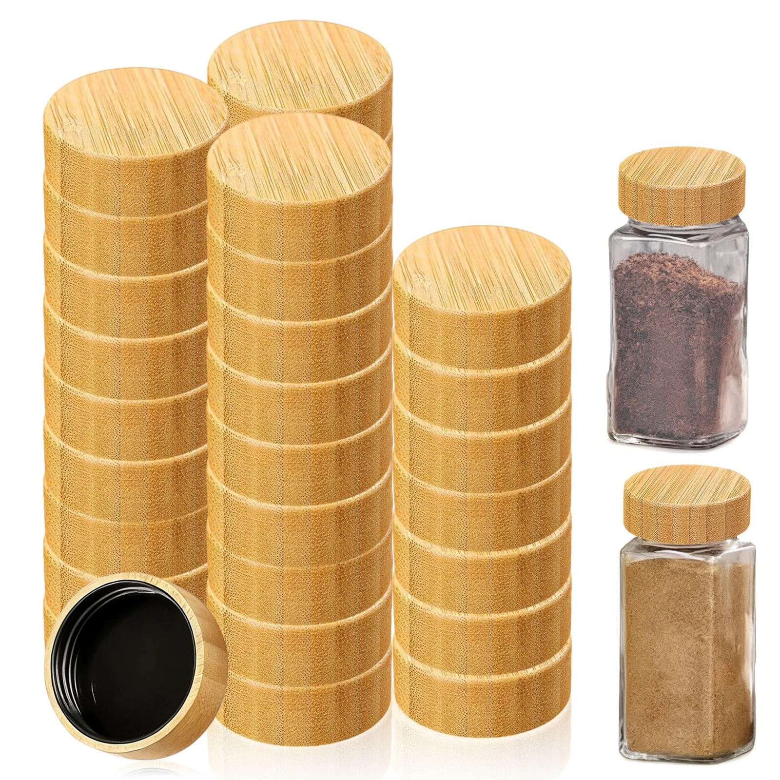35Pcs Spice Jar Lids Fits 4oz and 8oz Square Glass Plastics Spice Jars lids R...