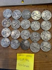 Walking Liberty Half Dollar Lot #116 Lot Of 20 1941-42 90% silver ($10 face)