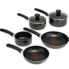 Tefal Delight B020S544 Non-Stick 5 pcs Frying Pan Saucepan Cookware Set, Black