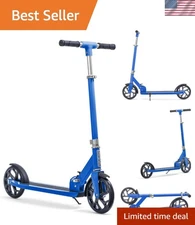 Hex Blue 2-Wheel Kick Scooter with 8" Wheels - Adjustable & Foldable for Kids 8+