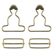 Lusofie 2 Pairs Metal Overall Buckles Suspender Clips Buckle  Rectangle Buckle
