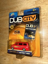 Jada Toys Dub City 2001 Chevy Astro Van Custom Red w/Flames 1:64 Scale NIP