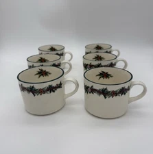 The Cellar O’ Tannenbum Set Of 6 Garland Gingerbread Christmas 8oz Coffee Cups