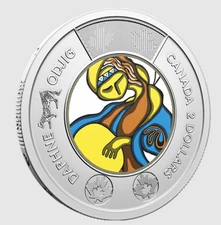 2025 Canada $2 Toonie Daphne Odjig life & art - coloured reverse - from roll