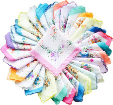 Cocousm Womens Vintage Floral Print Cotton Handkerchiefs Bulk