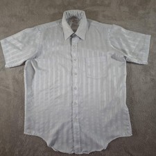 Vintage Arrow Kent Dress Shirt Mens 16.5 White Stripe Short Sleeve Made USA
