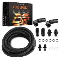 6AN Braided Black Cooler Line Kit For GM 4L65E 4L60E Black