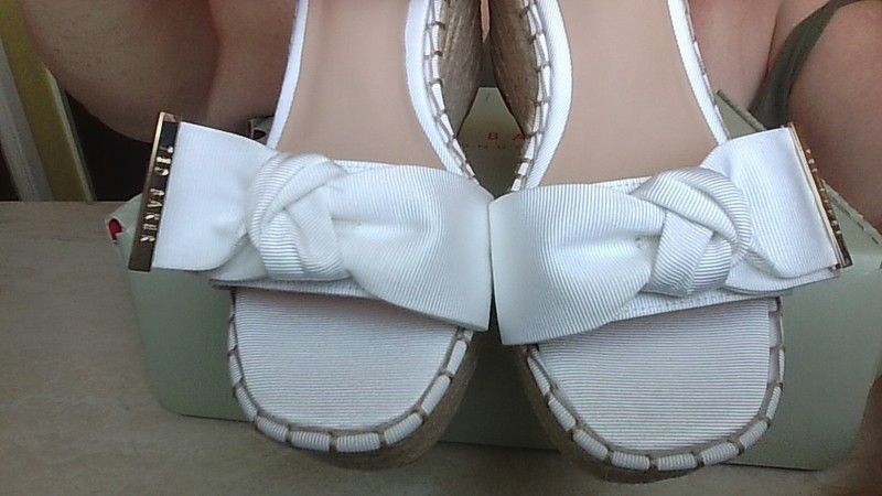 Ted Baker GIA Espadrille Sandal NEW WEDGE! Size 5/EU 35 White Overflow Bow Top