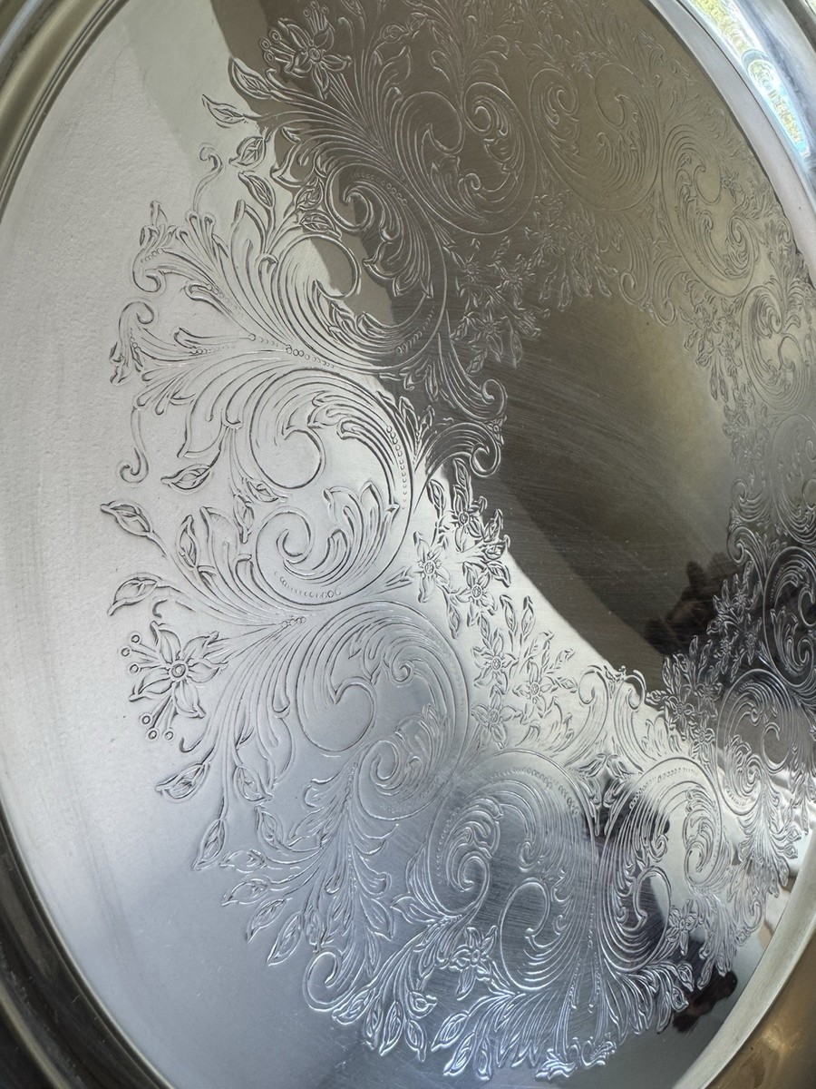 Vintage Sheridan Victorian Silver Plated 16” Round Drink Serving