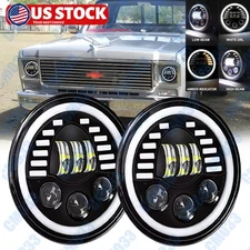 2pc 7" Round Led Headlights Hi/Lo Sealed Beam for Chevy Trucks Camaro C10 Pickup