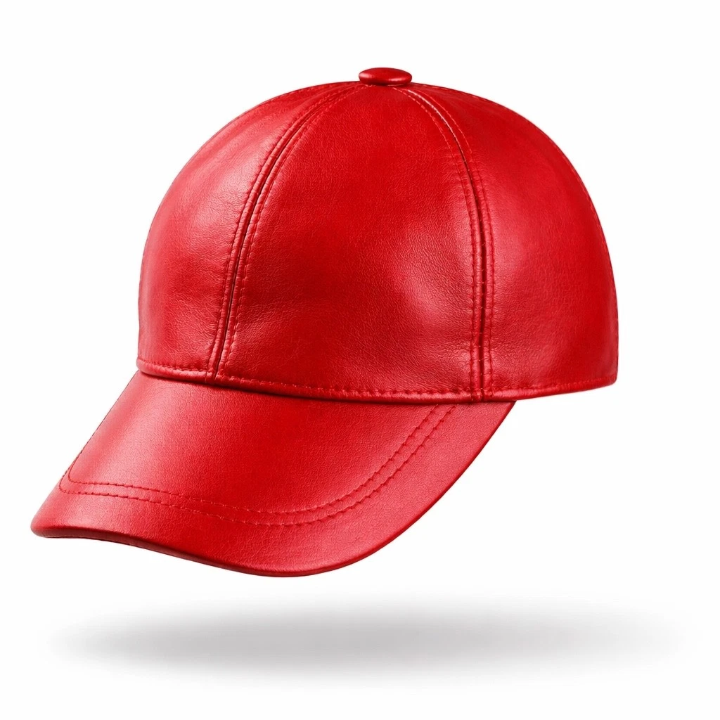 Leather Baseball Cap Hat – 100% Genuine Sheepskin Leather Hat, Handmade Cap