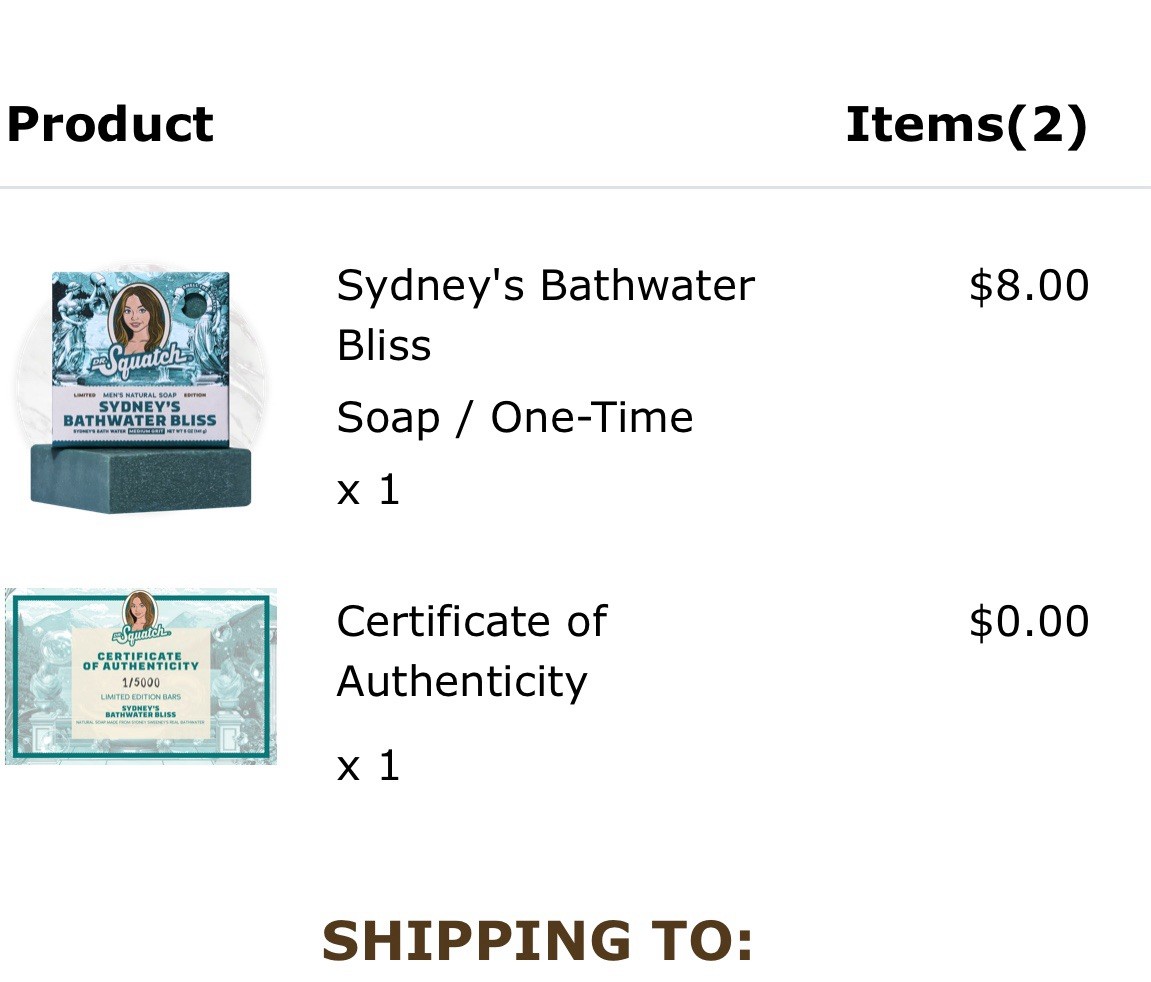 Squatch x Sydney Sweeney “Sydney's Bathwater Bliss” Soap Bar