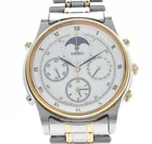 Vintage 【Exc+5】 SEIKO 7T36-6A80 Moon Phase Chronograph Roman Qz Mens Watch Japan