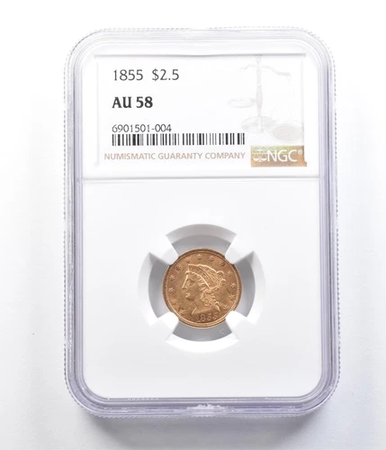 1855 $2.50 Liberty Head Gold Quarter Eagle AU58 NGC *1094