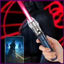 Long Style Welding Gun Gas Lighter 360° Metal Outdoor Wind, Red and Blue Flame